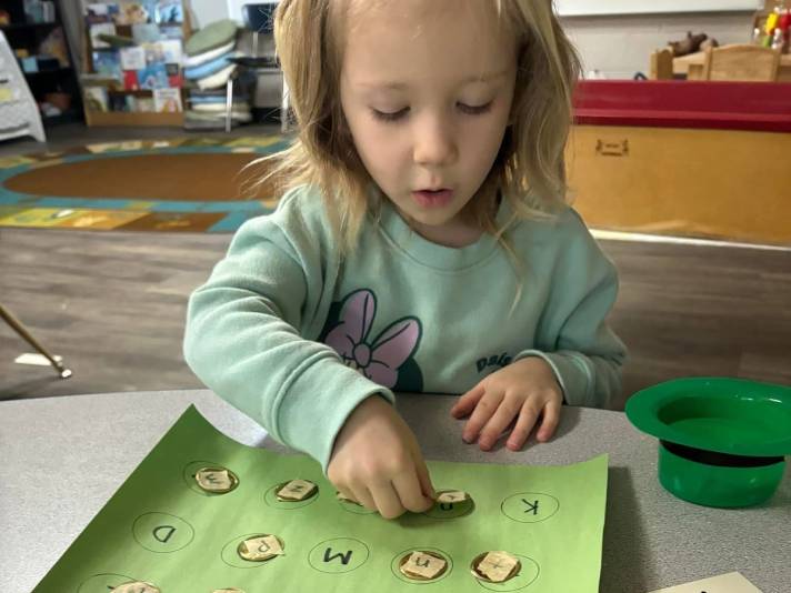 girl working on a craft