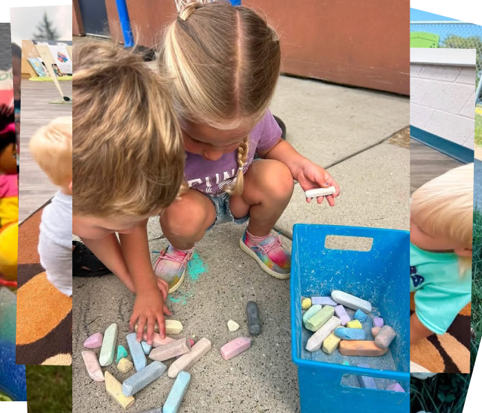 children playing with chalk